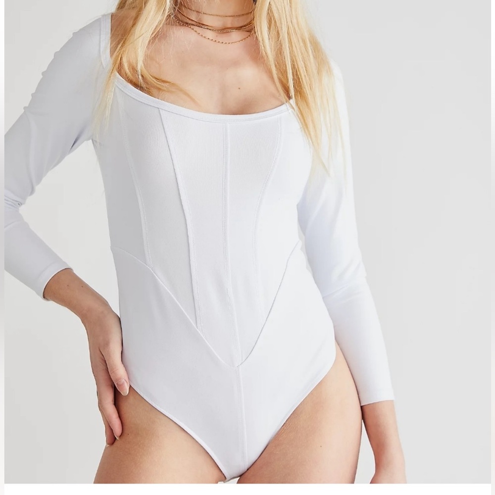 NWOT Free People Make a Move Long Sleeve White / Off-White Bodysuit size Large
